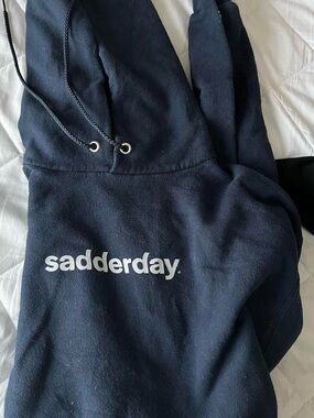 Sadderday Unhappy Hour Graphic Tee - Navy with White Print
